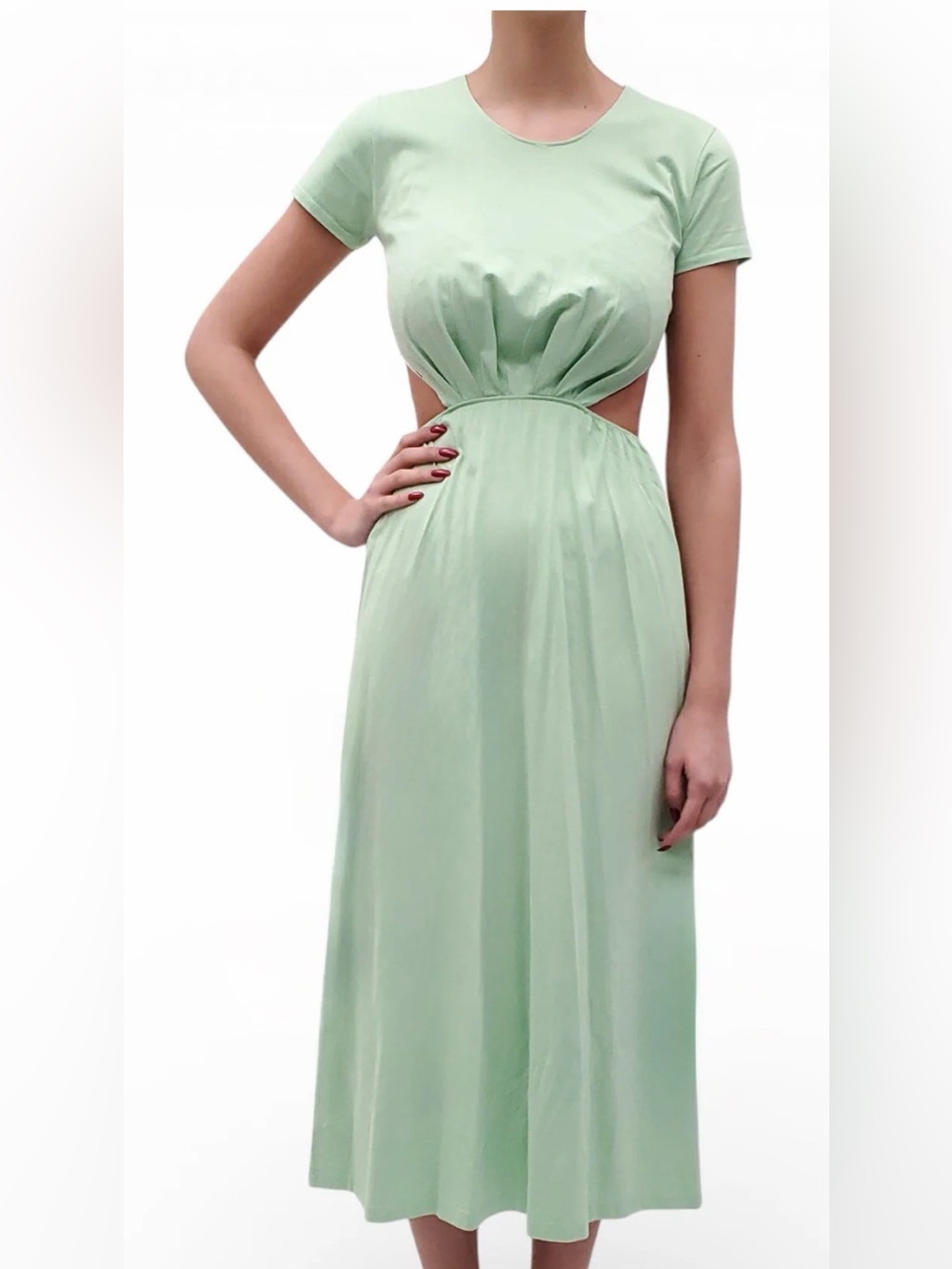 Loulou Studio Mint Green Cutout Maxi Dress Small 6 8 Pima Cotton